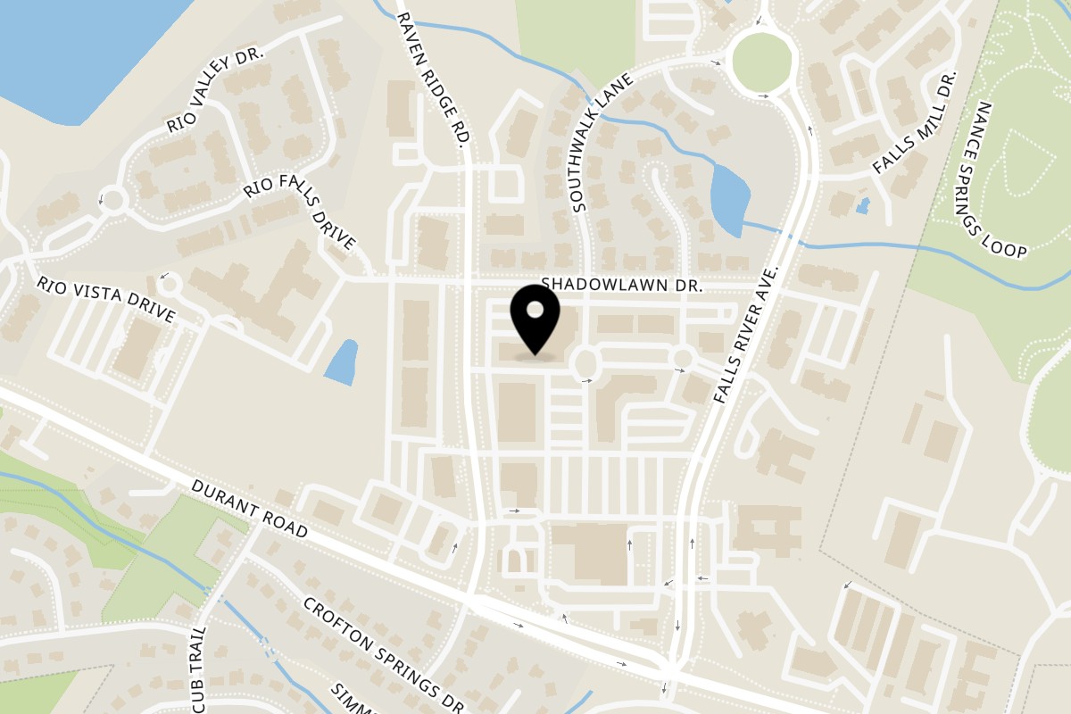 Map showing the location of Taza Grill on 10940 Raven Ridge Rd STE 108 in Raleigh